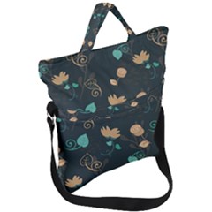 Flower Leaves Pattern Seamless Fold Over Handle Tote Bag