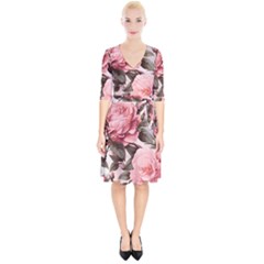 Rose Flower Seamless Wrap Up Cocktail Dress