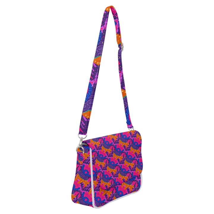 Purple Blue Abstract Pattern Shoulder Bag with Back Zipper