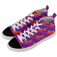 Purple Blue Abstract Pattern Men s Mid-top Canvas Sneakers by Bedest