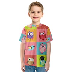 Owls Pattern Abstract Art Desenho Vector Cartoon Kids  Sport Mesh T-shirt