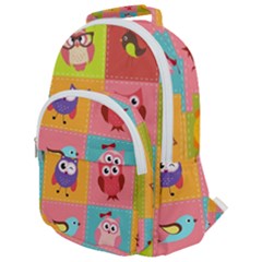 Owls Pattern Abstract Art Desenho Vector Cartoon Rounded Multi Pocket Backpack by Bedest
