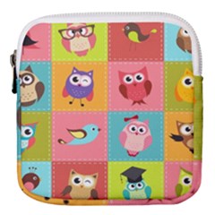 Owls Pattern Abstract Art Desenho Vector Cartoon Mini Square Pouch by Bedest