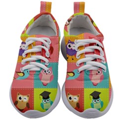 Owls Pattern Abstract Art Desenho Vector Cartoon Kids Athletic Shoes