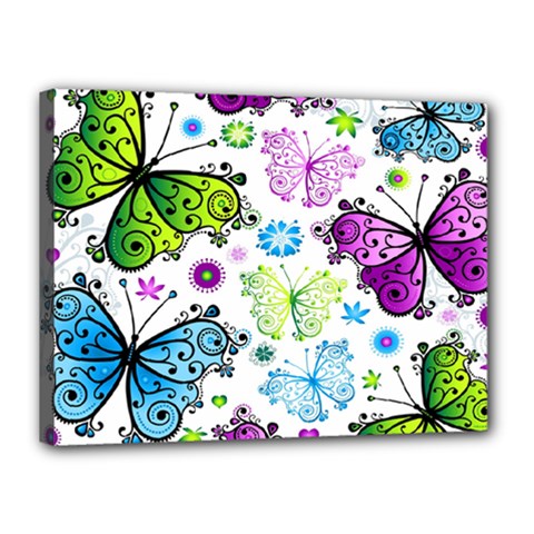 Butterflies Abstract Background Colorful Desenho Vector Canvas 16  X 12  (stretched) by Bedest