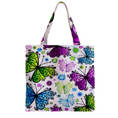 Butterflies Abstract Background Colorful Desenho Vector Zipper Grocery Tote Bag by Bedest