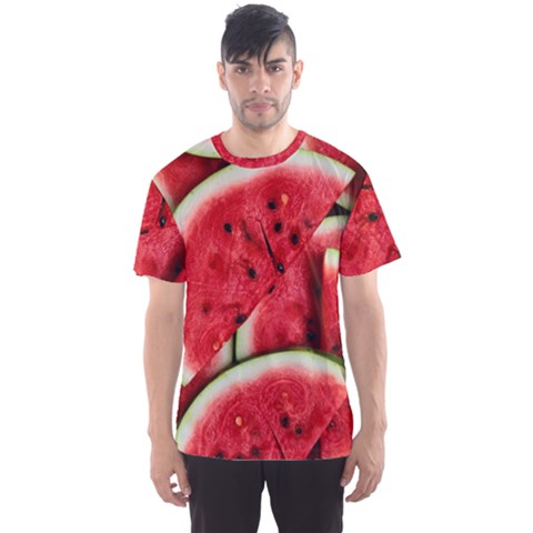 Watermelon Fruit Green Red Men s Sport Mesh T-shirt by Bedest