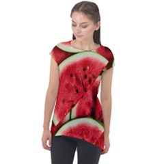 Watermelon Fruit Green Red Cap Sleeve High Low Top by Bedest