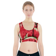 Watermelon Fruit Green Red Sports Bra With Pocket