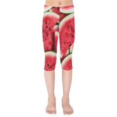 Watermelon Fruit Green Red Kids  Capri Leggings  by Bedest