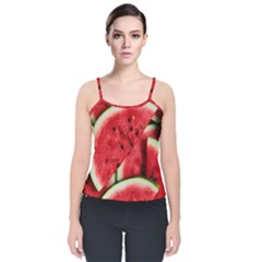 Watermelon Fruit Green Red Velvet Spaghetti Strap Top by Bedest