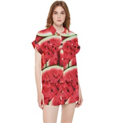 Watermelon Fruit Green Red Chiffon Lounge Set by Bedest
