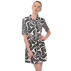 Soft Pattern Repeat Monochrome Belted Shirt Dress by Ravend