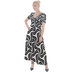 Soft Pattern Repeat Monochrome Button Up Short Sleeve Maxi Dress by Ravend