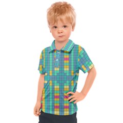 Checkerboard Squares Abstract Art Kids  Polo T-shirt