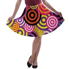 Abstract Circles Background Retro A-line Skater Skirt