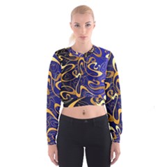 Squiggly Lines Blue Ombre Cropped Sweatshirt by Ravend