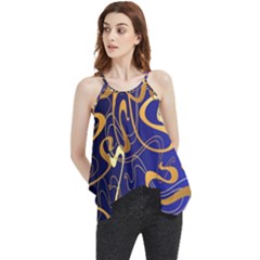 Squiggly Lines Blue Ombre Flowy Camisole Tank Top