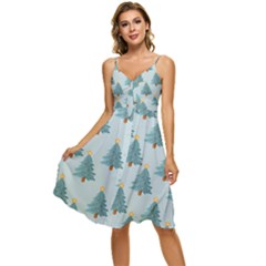 Christmas Trees Time Sleeveless Tie Front Chiffon Dress