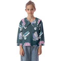 Butterfly Pattern Dead Death Rose Kids  Sailor Shirt by Ravend