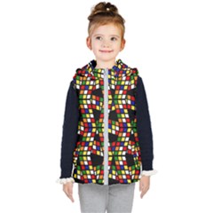 Graphic Pattern Rubiks Cube Cubes Kids  Hooded Puffer Vest