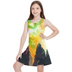 Forest Trees Nature Wood Green Kids  Lightweight Sleeveless Dress by Ravend