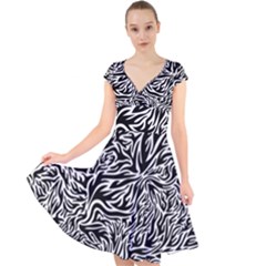 Flames Fire Pattern Digital Art Cap Sleeve Front Wrap Midi Dress