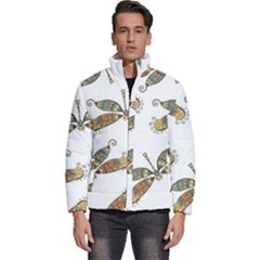 Pattern Dragonfly Background Men s Puffer Bubble Jacket Coat