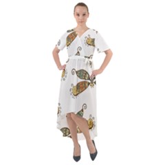 Pattern Dragonfly Background Front Wrap High Low Dress