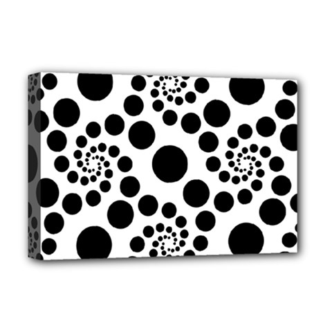 Dot Dots Round Black And White Deluxe Canvas 18  X 12  (stretched)