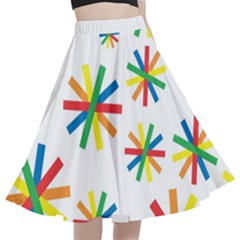 Celebrate Pattern Colorful Design A-line Full Circle Midi Skirt With Pocket