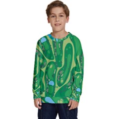 Golf Course Par Golf Course Green Kids  Crewneck Sweatshirt