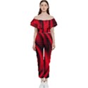 Background Red Color Swirl Bardot Ruffle jumpsuit View1