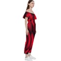 Background Red Color Swirl Bardot Ruffle jumpsuit View3