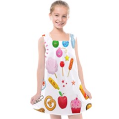 Summer Fair Food Goldfish Kids  Cross Back Dress by Ravend