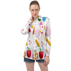 Summer Fair Food Goldfish Long Sleeve Satin Shirt