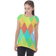 Low Poly Triangles Cap Sleeve High Low Top by Ravend