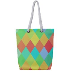 Low Poly Triangles Full Print Rope Handle Tote (small) by Ravend