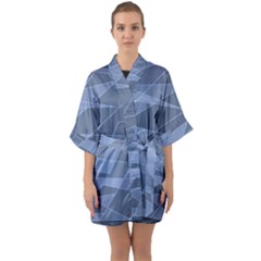 Lines Shapes Pattern Web Creative Half Sleeve Satin Kimono 