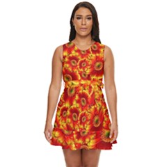 Gerbera Flowers Blossom Bloom Waist Tie Tier Mini Chiffon Dress by Amaryn4rt