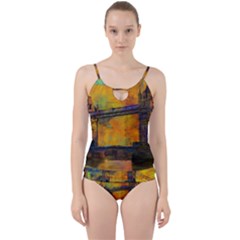 London Tower Abstract Bridge Cut Out Top Tankini Set