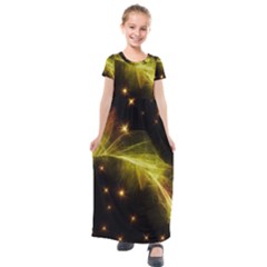 Particles Vibration Line Wave Kids  Short Sleeve Maxi Dress by Amaryn4rt