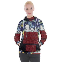 Cartoon Dog House Van Gogh Women s Hooded Pullover