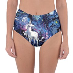 Unicorn Starry Night Print Van Gogh Reversible High-waist Bikini Bottoms by Modalart
