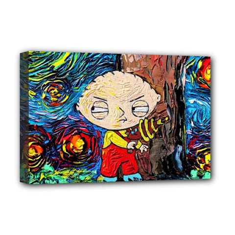 Cartoon Starry Night Vincent Van Gogh Deluxe Canvas 18  X 12  (stretched) by Modalart