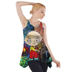 Cartoon Starry Night Vincent Van Gogh Side Drop Tank Tunic by Modalart