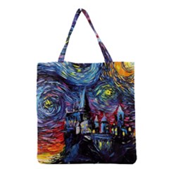 Castle Hogwarts Starry Night Print Van Gogh Parody Grocery Tote Bag