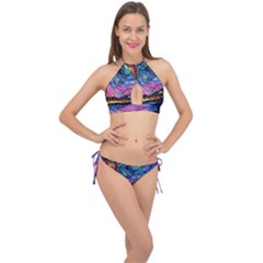 Golden Gate Bridge Starry Night Vincent Van Gogh Cross Front Halter Bikini Set