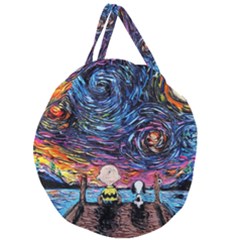 Cartoon Dog Vincent Van Gogh s Starry Night Parody Giant Round Zipper Tote by Modalart