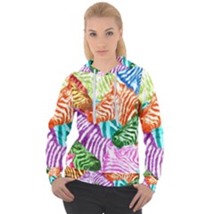 Zebra Colorful Abstract Collage Women s Overhead Hoodie